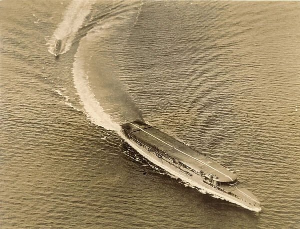 HMS Furious (47) while suffering a hangar fire, c 1928