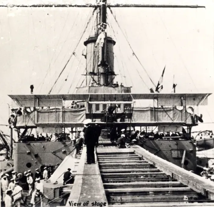 Framed Print : HMS Hibernia with temporary launching ramp Framed Print : HMS Hibernia with temporary launching ramp