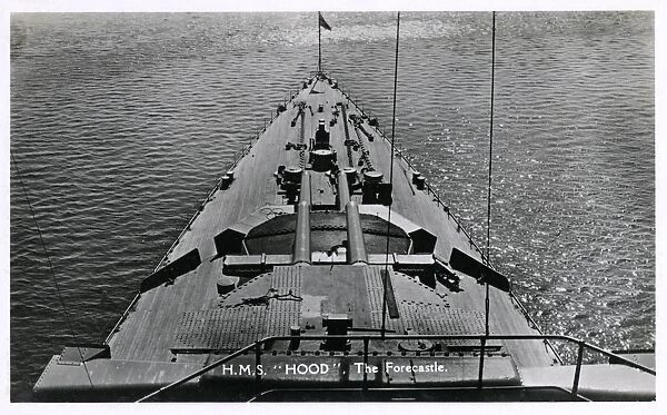 HMS Hood. The forecastle of HMS Hood, battlecruiser Date: C.1931