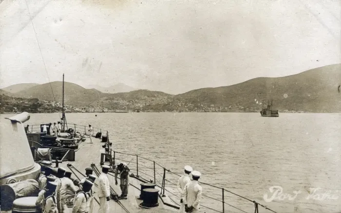 Framed Print : HMS Iron Duke, British battleship, Port Vathi, Greece Framed Print : HMS Iron Duke, British battleship, Port Vathi, Greece