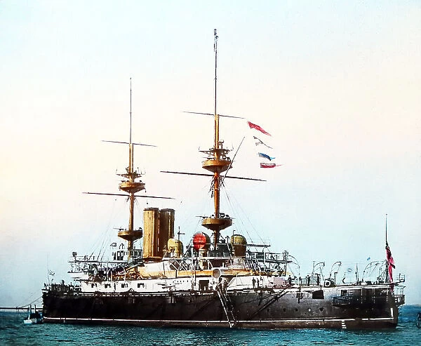 HMS Jupiter, Royal Navy, probably circa 1900 (hand)