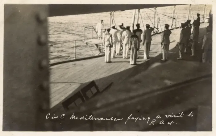 Framed Print : HMS Marlborough - Arrival of Commander-in-Chief of Med Fleet Framed Print : HMS Marlborough - Arrival of Commander-in-Chief of Med Fleet