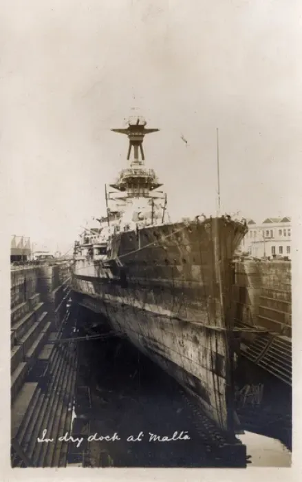 Framed Print : HMS Marlborough in dry dock in Malta Framed Print : HMS Marlborough in dry dock in Malta