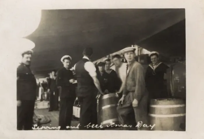 Framed Print : HMS Marlborough - Serving out beer on Christmas Day Framed Print : HMS Marlborough - Serving out beer on Christmas Day