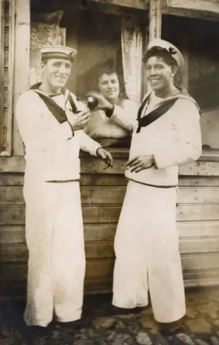 Framed Print : HMS Marlborough - Two shipmates sharing a drink Framed Print : HMS Marlborough - Two shipmates sharing a drink