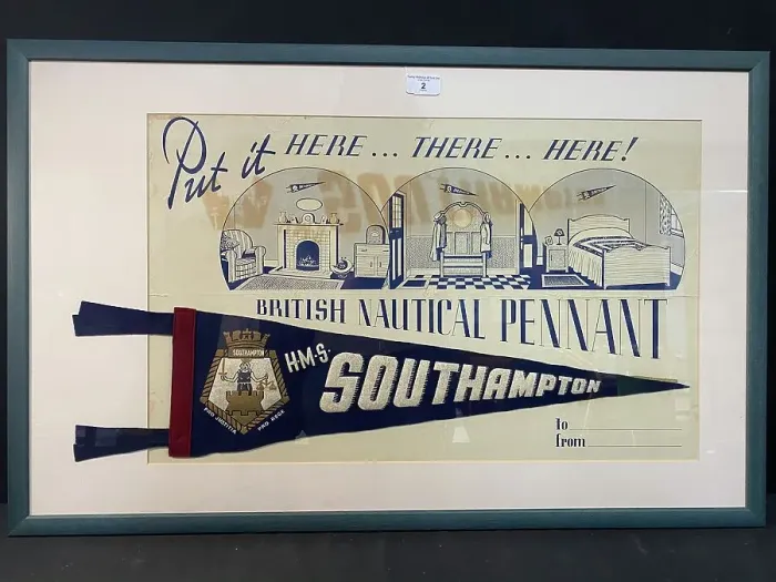 Framed Print : HMS Southampton, British nautical pennant, framed Framed Print : HMS Southampton, British nautical pennant, framed