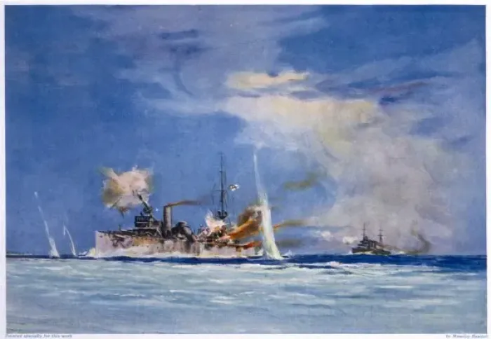 Framed Print : Hms Sydney Attacks Emden Framed Print : Hms Sydney Attacks Emden