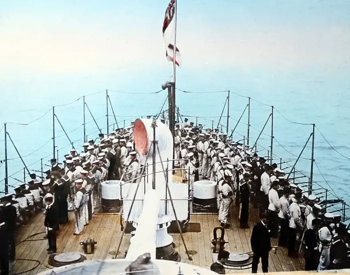 Framed Print : HMS Terrible, repelling borders drill, Royal Navy Framed Print : HMS Terrible, repelling borders drill, Royal Navy