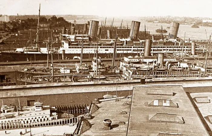 Framed Print : Hoboken Docks New Jersey USA early 1900s Framed Print : Hoboken Docks New Jersey USA early 1900s
