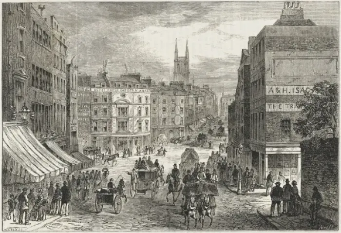 Framed Print : HOLBORN. Holborn before the construction of Holborn Viaduct which will Framed Print : HOLBORN. Holborn before the construction of Holborn Viaduct which will