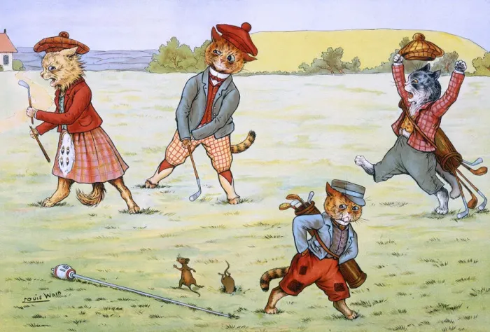 Framed Print : Holed Out by Louis Wain Framed Print : Holed Out by Louis Wain