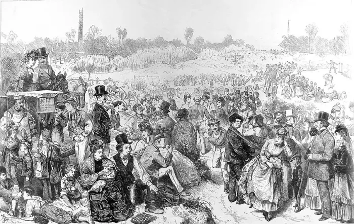 Framed Print : Holiday-makers on Hampstead Heath, London, 1872