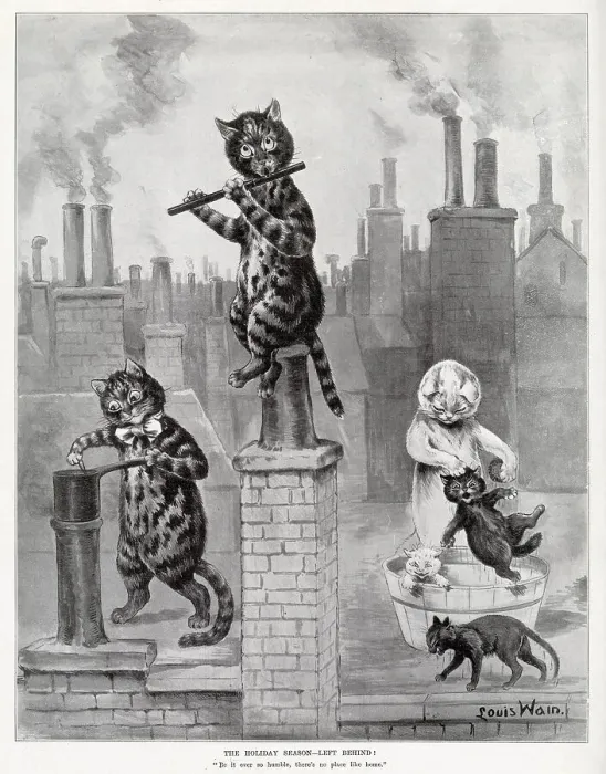 Framed Print : The Holiday Season - Left Behind by Louis Wain Framed Print : The Holiday Season - Left Behind by Louis Wain