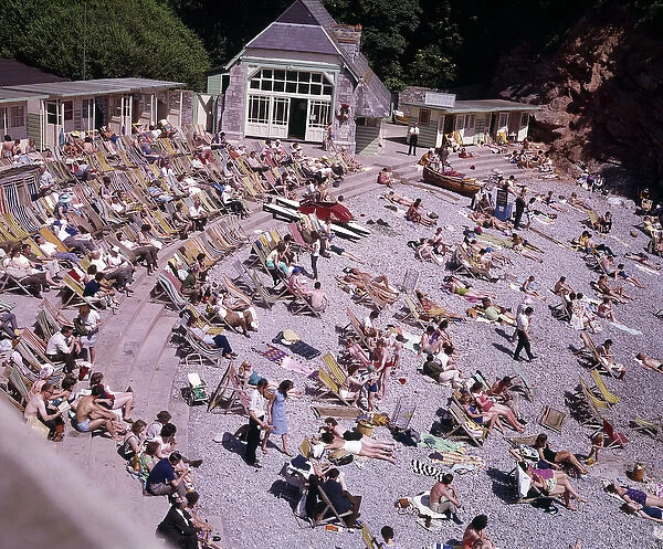 Holidaymakers at Beacon Cove, Torquay, Devon