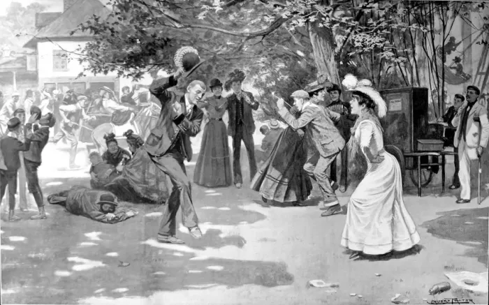 Framed Print : Holidaymakers dancing on Hampstead Heath, London, 1902 Framed Print : Holidaymakers dancing on Hampstead Heath, London, 1902