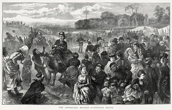 Holidaymakers making merry on Hampstead Heath, north west London. Date: 1871