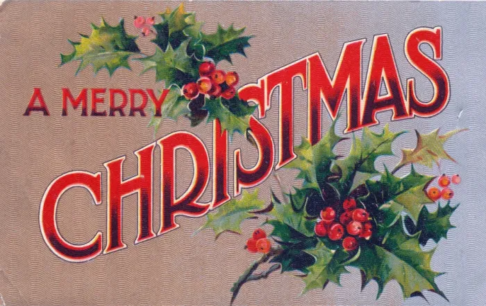 Framed Print : Holly on a Christmas postcard Framed Print : Holly on a Christmas postcard