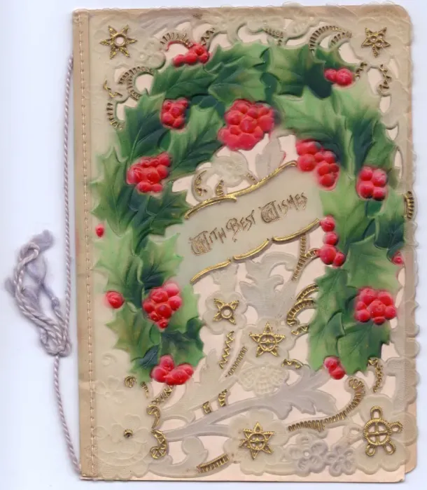 Framed Print : Holly and gold stars on an ornate Christmas card Framed Print : Holly and gold stars on an ornate Christmas card