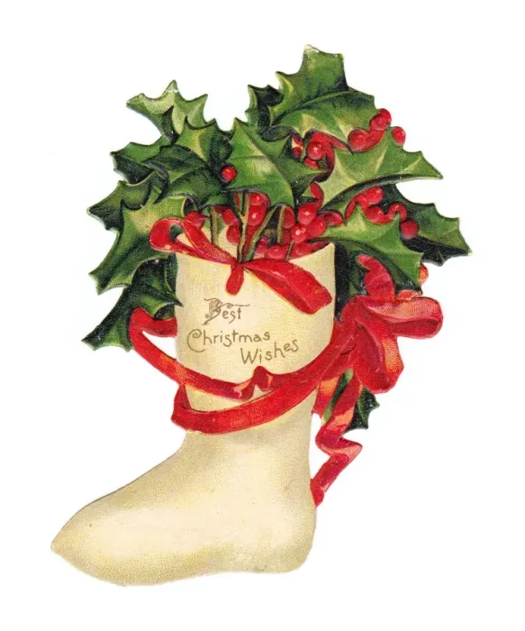 Framed Print : Holly and red ribbon on a cutout Christmas card Framed Print : Holly and red ribbon on a cutout Christmas card