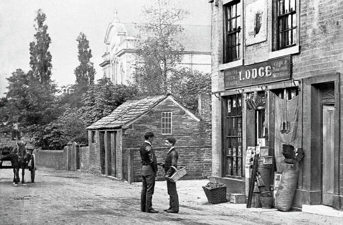 Framed Print : Holmfirth Huddersfield Road early 1900s Framed Print : Holmfirth Huddersfield Road early 1900s
