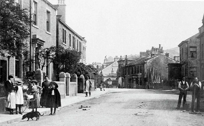 Framed Print : Holmfirth Huddersfield Road early 1900s Framed Print : Holmfirth Huddersfield Road early 1900s