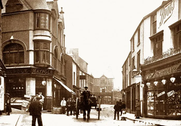 Framed Print : Holyhead Market Street early 1900s Framed Print : Holyhead Market Street early 1900s