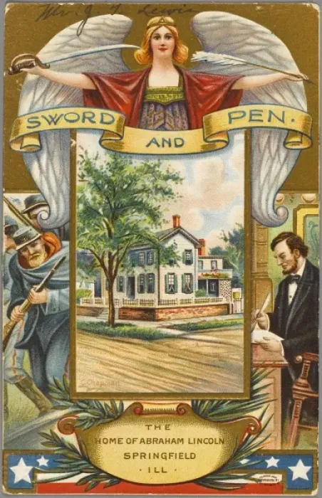 Framed Print : The Home of Abraham Lincoln - Postcard Framed Print : The Home of Abraham Lincoln - Postcard