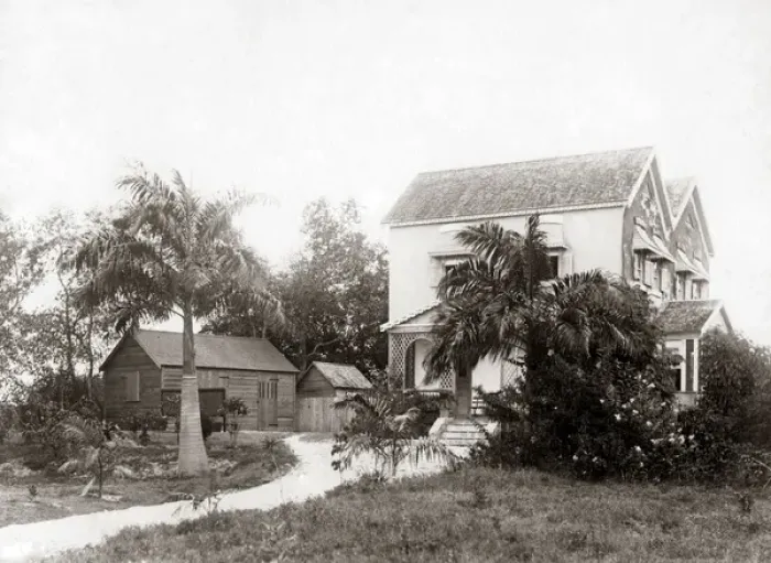 Framed Print : A home in Barbados, West Indies, circa 1900 Framed Print : A home in Barbados, West Indies, circa 1900