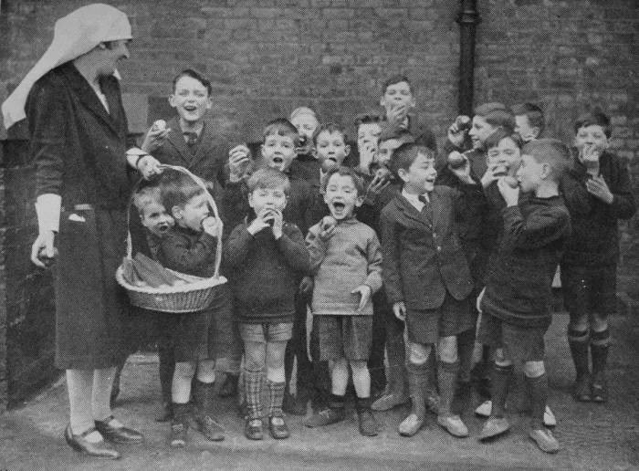 Framed Print : Home for Motherless Children, Children eating apples Framed Print : Home for Motherless Children, Children eating apples