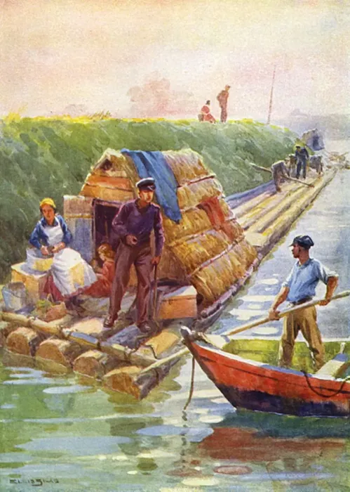 Framed Print : Home on a raft of logs - East Prussian Canal Framed Print : Home on a raft of logs - East Prussian Canal