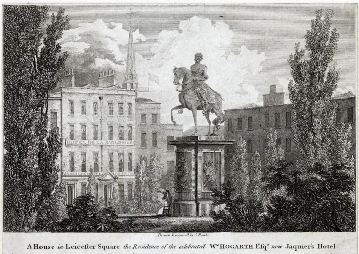 Framed Print : The former home of William Hogarth, later Jacquiers Hotel, Leicester Square, London Framed Print : The former home of William Hogarth, later Jacquiers Hotel, Leicester Square, London