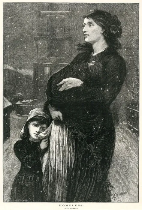 Framed Print : Homeless mother and child 1876 Framed Print : Homeless mother and child 1876