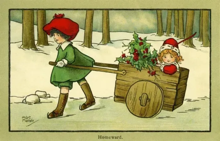 Framed Print : Homeward -- pulling a cart through the snow Framed Print : Homeward -- pulling a cart through the snow