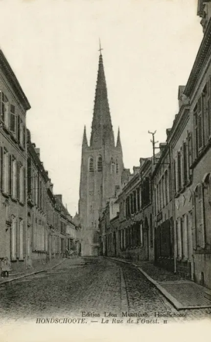 Framed Print : Hondschoote, France - Street facing west towards Church Framed Print : Hondschoote, France - Street facing west towards Church