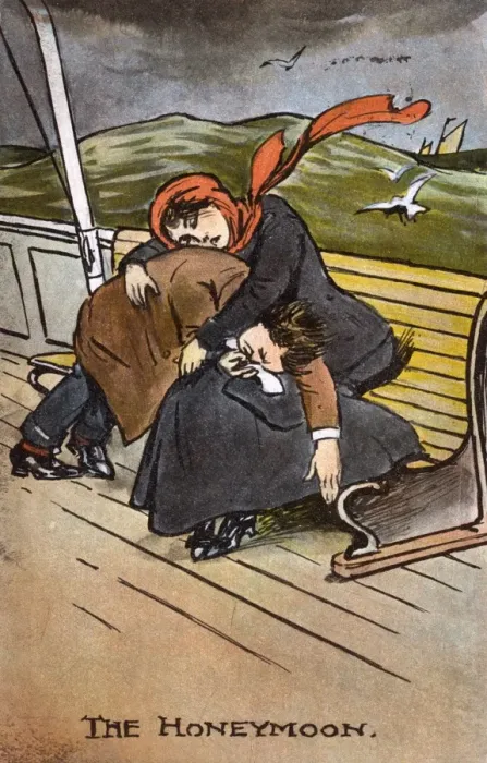 Framed Print : The Honeymoon - Seasick Couple Framed Print : The Honeymoon - Seasick Couple