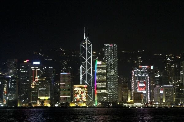 Hong Kong skyline at night in Hong Kong, China