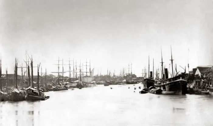 Framed Print : Hong Kong harbour, circa 1870s Framed Print : Hong Kong harbour, circa 1870s