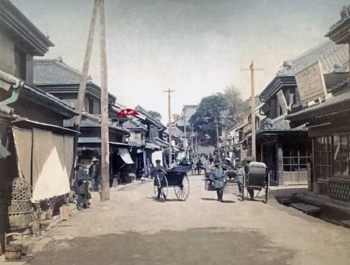 Framed Print : Honmura Street, Yokohama, Japan, circa 1890