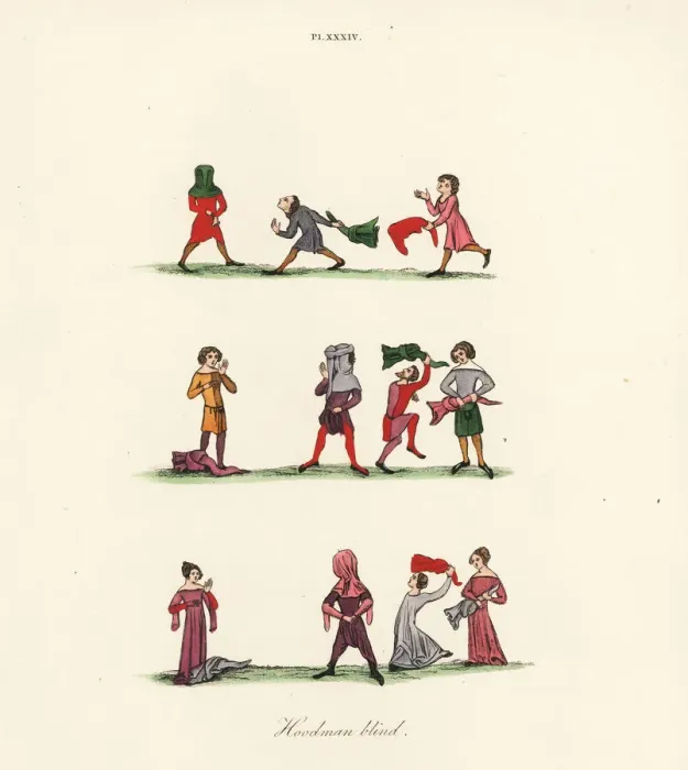 Framed Print : Hoodman blind, or blind mans buff, 14th century Framed Print : Hoodman blind, or blind mans buff, 14th century