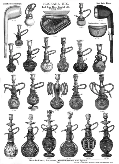 Framed Print : Hookahs and Pipes, Plate 129 Framed Print : Hookahs and Pipes, Plate 129