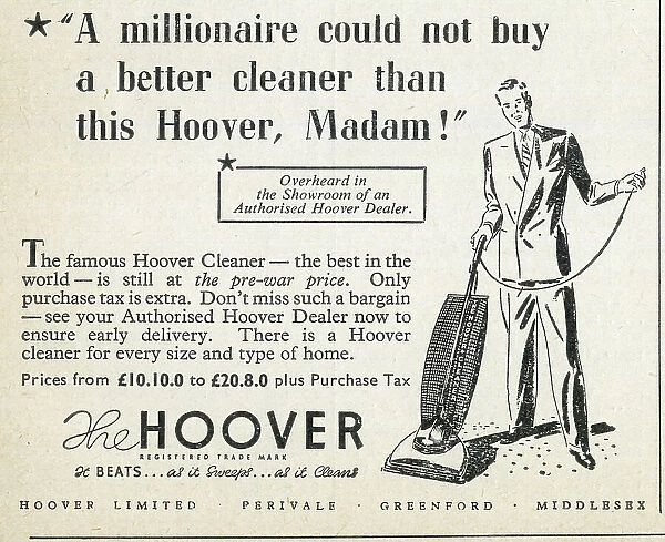 Hoover advert, A millionaire could not buy a better cleaner