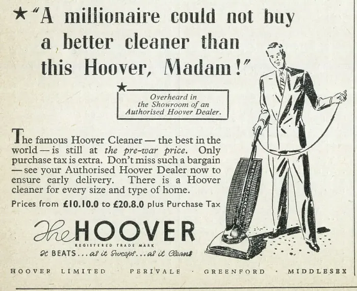 Framed Print : Hoover advert, A millionaire could not buy a better cleaner Framed Print : Hoover advert, A millionaire could not buy a better cleaner