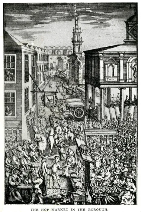 Framed Print : Hop market in Borough 1729 Framed Print : Hop market in Borough 1729