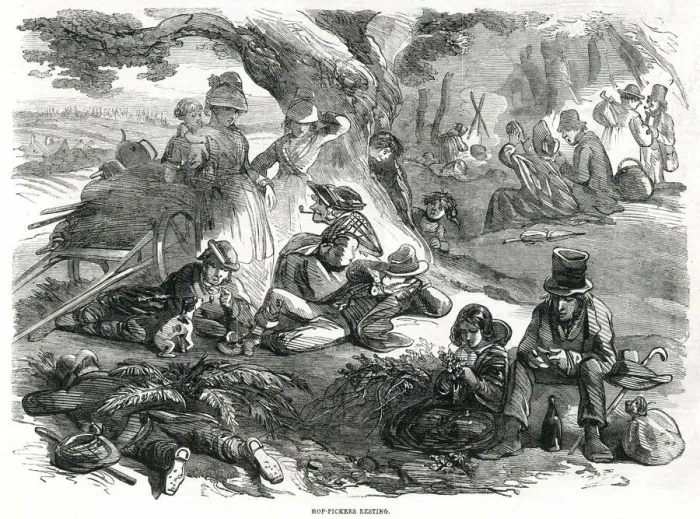 Framed Print : Hop-picking resting 1858 Framed Print : Hop-picking resting 1858