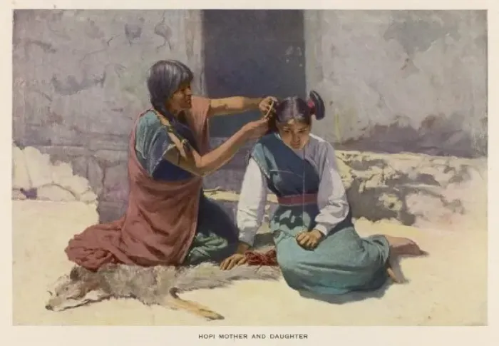 Framed Print : Hopi Hairdressing Framed Print : Hopi Hairdressing