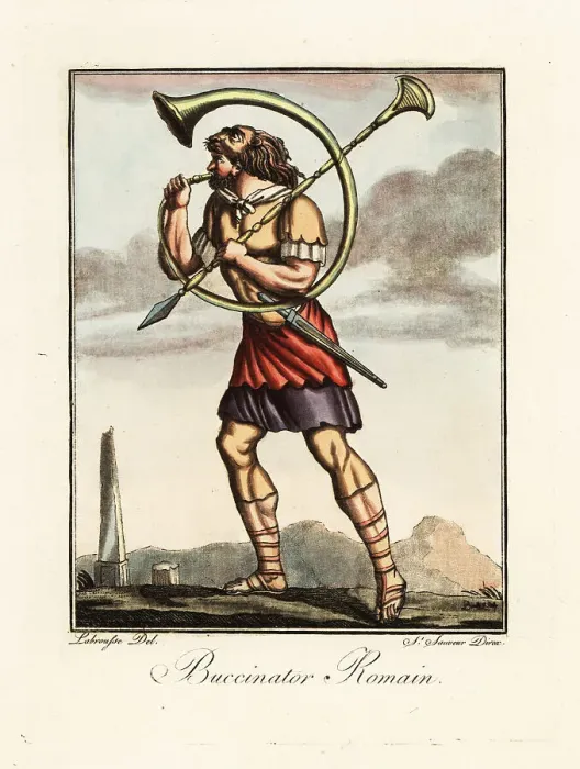 Framed Print : Hornplayer in the Roman army, ancient Rome Framed Print : Hornplayer in the Roman army, ancient Rome
