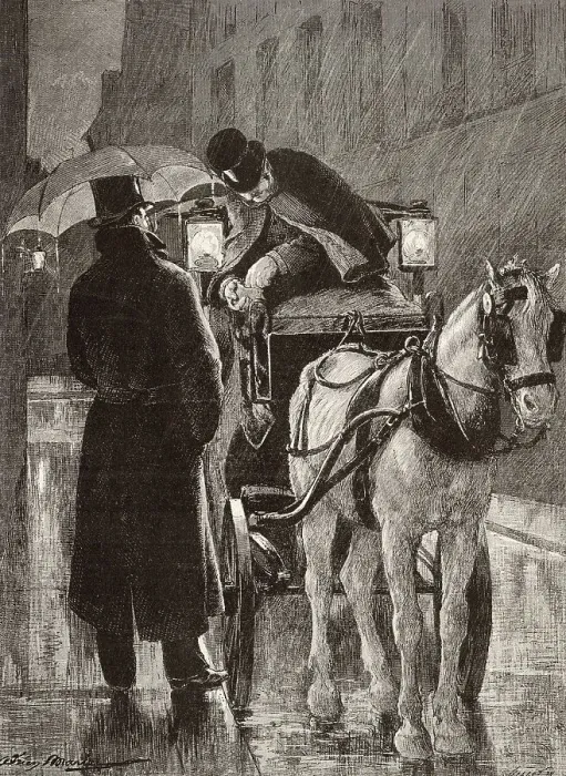 Framed Print : Horse Cab, Paris 1879 Framed Print : Horse Cab, Paris 1879