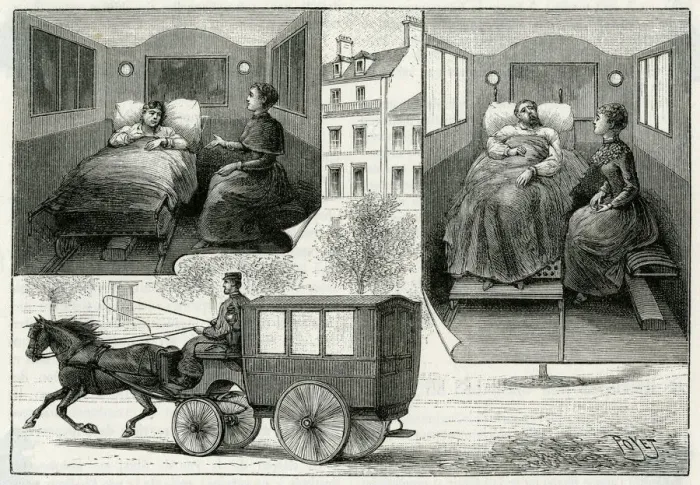 Framed Print : Horse-drawn ambulance used in Paris 1892 Framed Print : Horse-drawn ambulance used in Paris 1892