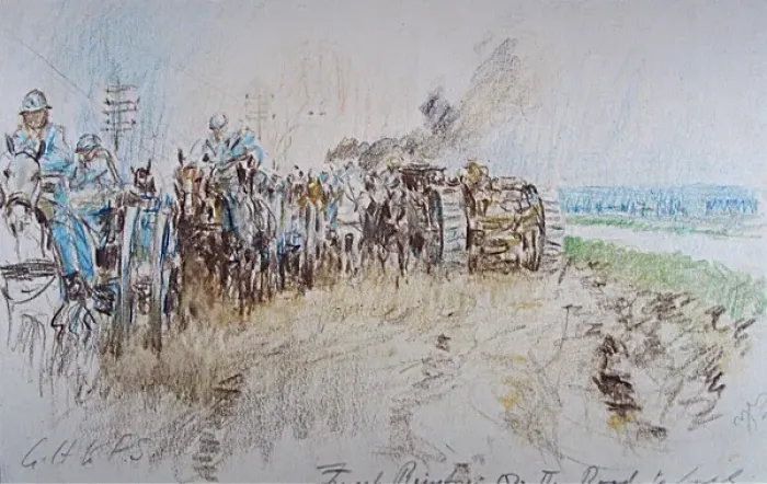 Framed Print : Horse-drawn ammunition column and artillery towed Framed Print : Horse-drawn ammunition column and artillery towed