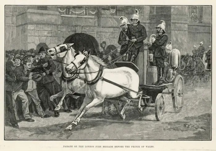 Framed Print : Horse-Drawn Fire-Engine Framed Print : Horse-Drawn Fire-Engine